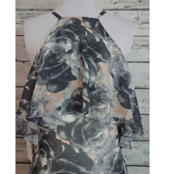 Lulu's Grey Pink Floral Print Dress - Picture 4 of 5